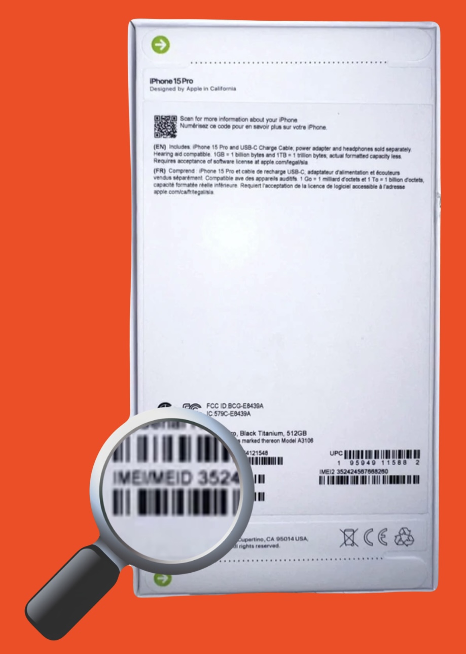 Box with IMEI sticker example